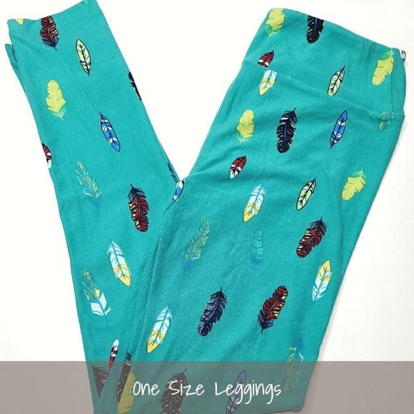 LuLaRoe OS Leggings Feathers NEW - Picture 1 of 1